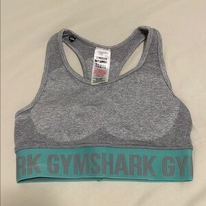 Gymshark Gray and Green Sports Bra Medium Support
